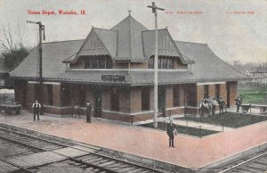 Watseka Illinois Union Depot Train Station Vintage Postcard AA22310