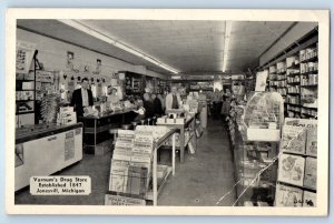 1940 Jonesville Michigan Postcard Varnum's Drug Store Building Richard Shop