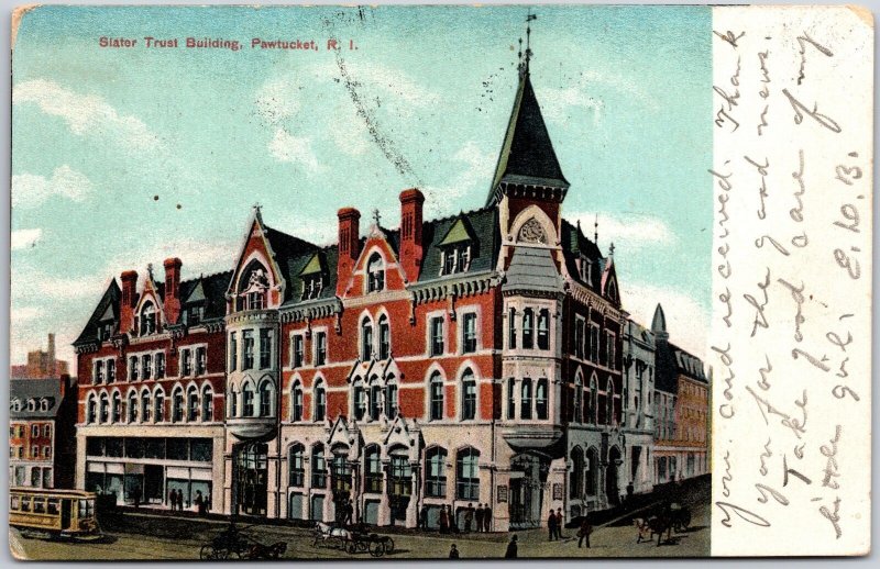 1907 Slater Trust-Building Pawtucket Rhode Island RI Posted Postcard