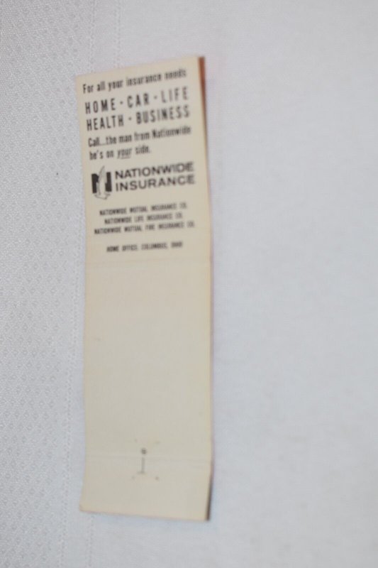 Nationwide Insurance F. Tab Martin Hampstead Maryland 20 Strike Matchbook Cover