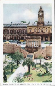 Australia Anzac Memorial And Square And Railway Station Brisbane Postcard 09.40