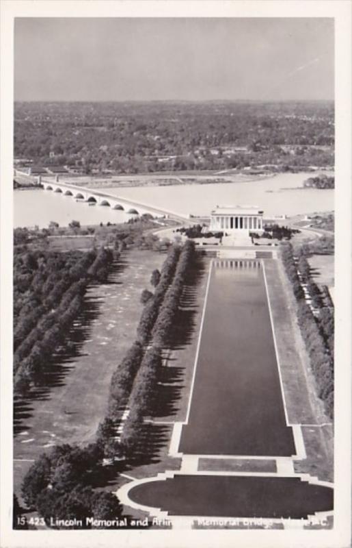 Washington D C Lincoln Memorial and Arlington Memorial Bridge Real Photo