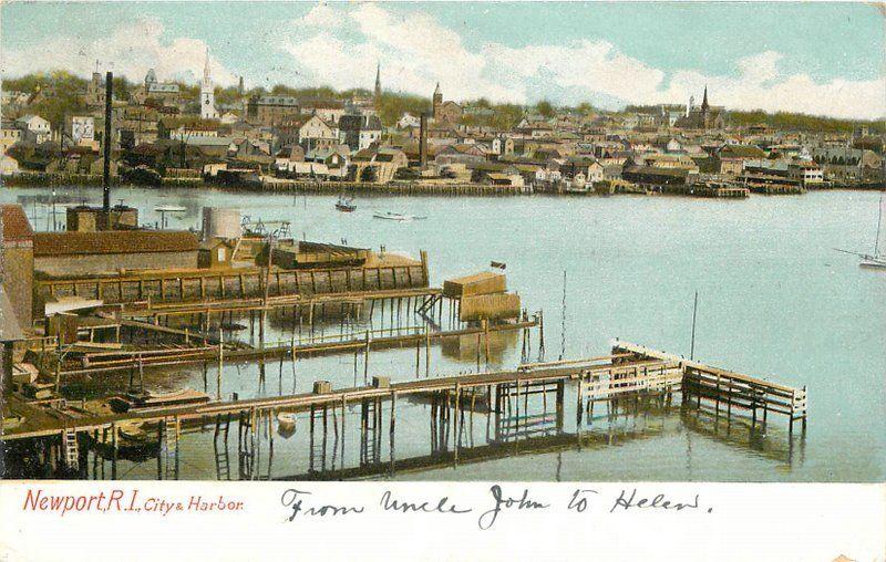 City'a Harbor 1908 Newport Rhode Island Leighton Postcard 2489