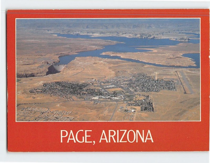 Postcard Aerial View of Page Arizona, Lake Powell and Glen Canyon Dam USA