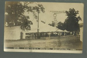 Mediapolis IOWA RPPC 1911 CHAUTAUQUA Crowd TENT nr Wapello Burlington Winfield