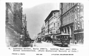 Colorado Litton Lawrence Street Trolley's 1950s Repro Postcard RPPC Duca 22-972