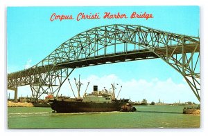 Corpus Christi Harbor Bridge Postcard Freighter Ship