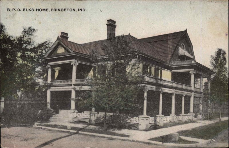 Princeton IN BPO Elks Home c1910 Postcard