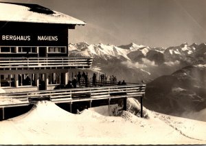 Switzerland Flims Berghaus Nagiens Blick gegen die Engadinerberge