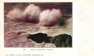 Vintage Postcard 1900's Surf At Newport Oregon D.M. Averill & Co. Publishers