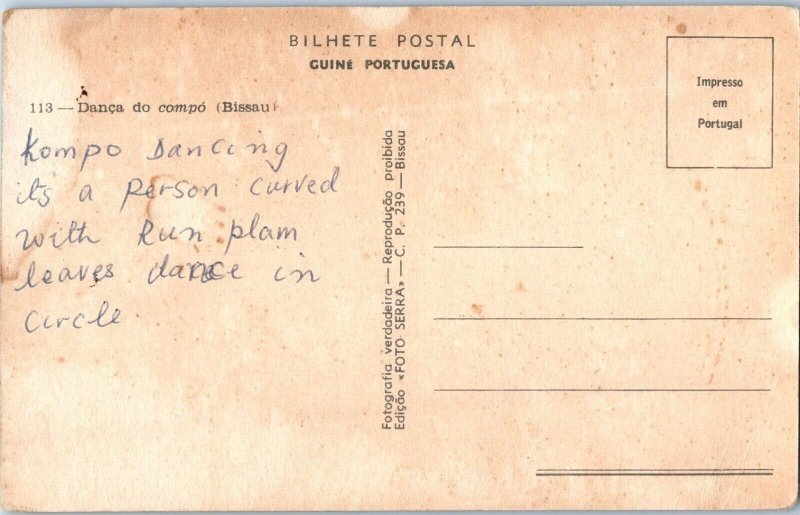 Danca do compo Bissau African Dance Guinea Postcard