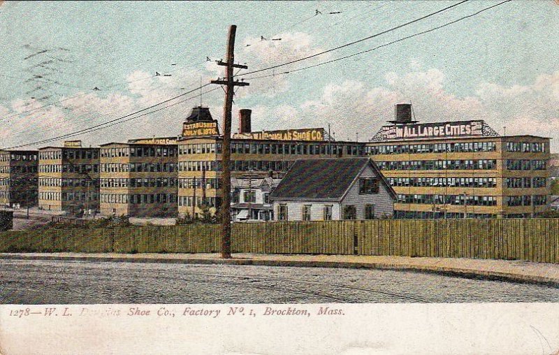 Postcard WL Douglas Shoe Co Factory No 1 Brockton MA