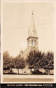 Ohio Postcard Real Photo RPPC c1910 FORT RECOVERY Ev. Lutheran Church