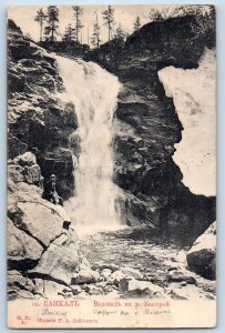 Russia Postcard Waterfall on the River Fast Lake Baikal 1911 Posted