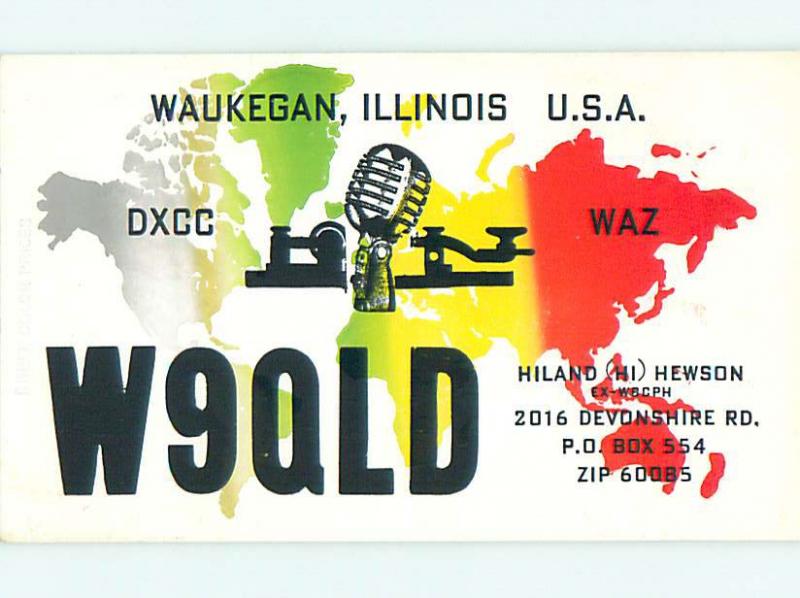 comic - QSL CB HAM RADIO CARD Waukegan Illinois IL t8964