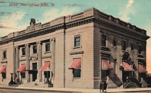 Vintage Postcard 1912 Post Office Building Joliet Illinois Structure ILL