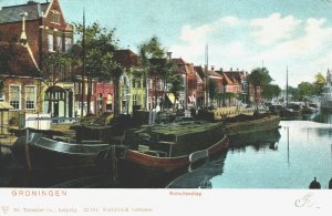 Netherlands Groningen Schuitendiep Vintage Postcard 04.20