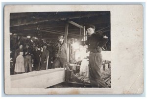 Heppner Oregon OR Postcard RPPC Photo Logging Saw Mill Interior c1910's Antique