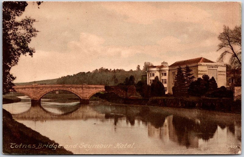 Totnes Bridge and Seymour Hotel Devon England Postcard
