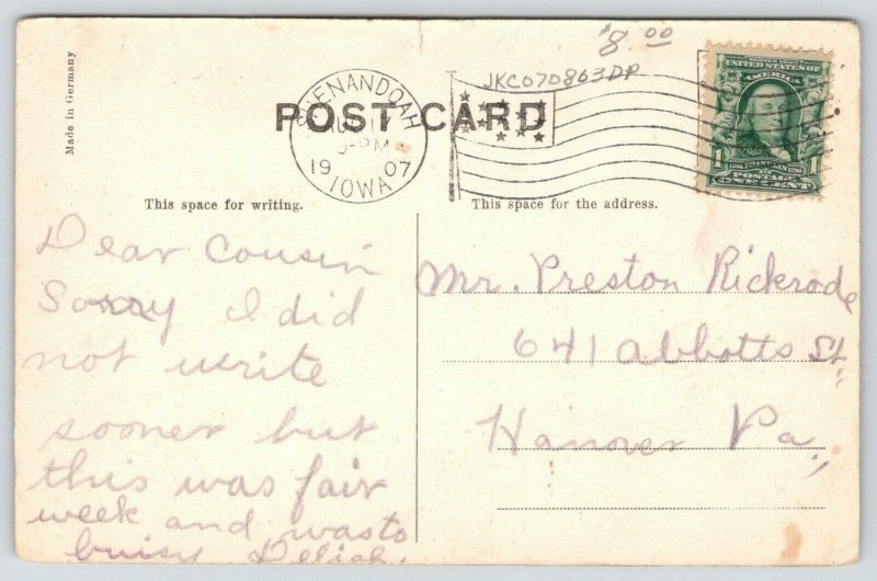 Shenandoah Iowa~Marching Band~Sheridan Avenue~Soldiers Parade~Piano Store~1907