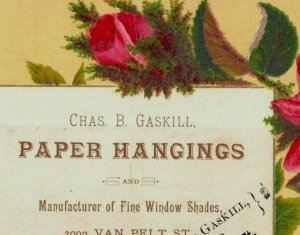 1870's Chas. B Gaskill Paper Hangings Window Shades P166