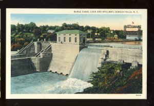 Seneca Falls, New York/NY Postcard, Barge Canal Lock & Spillway