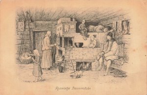 Russian Peasant Room Bauernstube 1918 Postcard F. Preiss Berlin Germany Posted