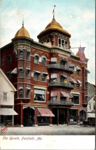 Fairfield, ME Maine  THE GERALD HOTEL & Street Scene  ca1900's UDB Postcard