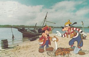 Mickey Mouse & Goofy On Discovery Island Cartoon Walt Disneyland USA Postcard