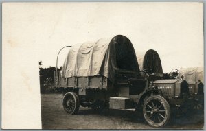 MILITARY TRUCKS 1915 AMERICAN ANTIQUE REAL PHOTO POSTCARD RPPC