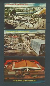 1962 Seattle WA Century 21 Worlds Fair Three (3) Unposted Cards