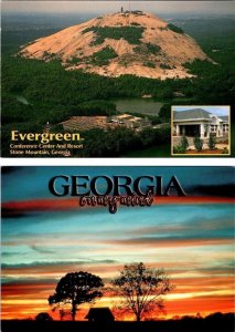 2~4X6 Postcards Stone Mountain, GA Georgia EVERGREEN RESORT HOTEL & Sunset View