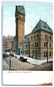 1908 Dearborn Station Clock Tower Chicago Illinois IL Stoughton WI Postcard