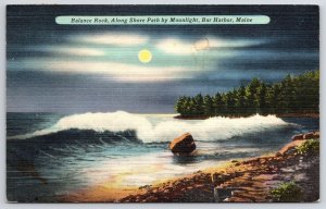 1905 Balance Rock Alongshore Path By Moonlight Bar Harbor Maine Posted Postcard