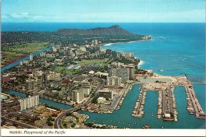 Waikiki Aerial View hotels beaches ocean Postcard Mike Roberts