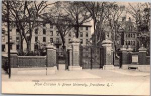 Main Entrance to Brown University, Providence RI Vintage Postcard L07