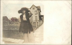 Woman Big Hat Home From Jersey Shore PA Group c1910 Real Photo Postcard #4