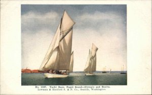 Yachts Yachting Race Puget Sound Olympic & Bonita c1905 Postcard