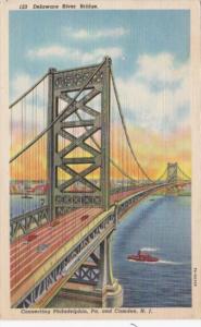 New Jersey Delaware River Bridge Connecting Philadelphia and Camden 1945 Curt...