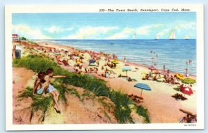 DENNISPORT, Cape Cod Massachusetts MA ~ Birdseye TOWN BEACH c1940s Postcard