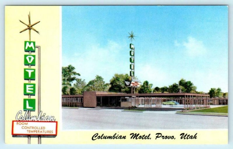 PROVO, Utah UT ~ Roadside COLUMBIAN MOTEL ca 1950s  Postcard