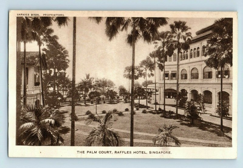 c. 1910-20 The Palm Court, Raffles Hotel, Singapore Vintage Postcard Z1