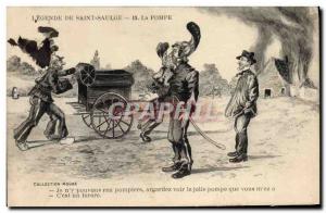 Postcard Old Firemen Legend of Saint Saulge Pump