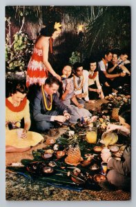 Luau Hawaiian Feast In Hawaii Vintage Postcard Wesco Spectratone Color Card