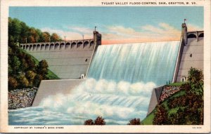 Postcard WV Grafton - Tygart Valley Flood Control Dam