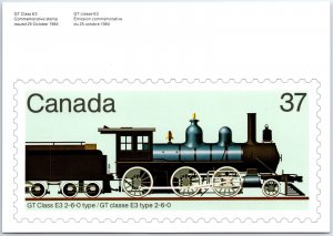 CANADA POST COMMEMORATIVE TRAIN POSTCARD GT CLASS E3 2-6-0 TYPE LOCOMOTIVE