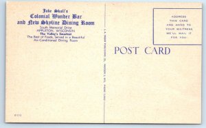 APPLETON, WI Wisconsin ~ Roadside COLONIAL WONDER BAR  c1940s Linen  Postcard