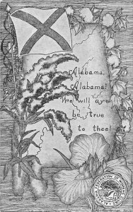 J53/ Alabama Postcard c1930-50s Women's Club Flag Flower Poem  273