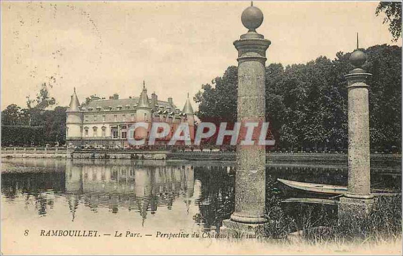 Old Postcard Rambouillet Chateau Park Perspective south coast