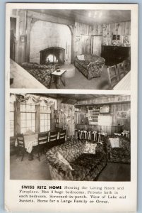 1977 Swiss Ritz Home Living Room And Fireplace New Berlin WI RPPC Photo Postcard